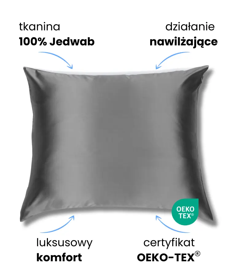 Jedwabna poszewka ciemno szara